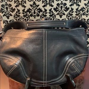 Coach Small Lmtd Ed Black Leather Baguette